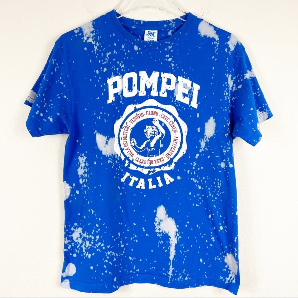 Custom Bleached Pompéi Italia Travel Tee Sz S